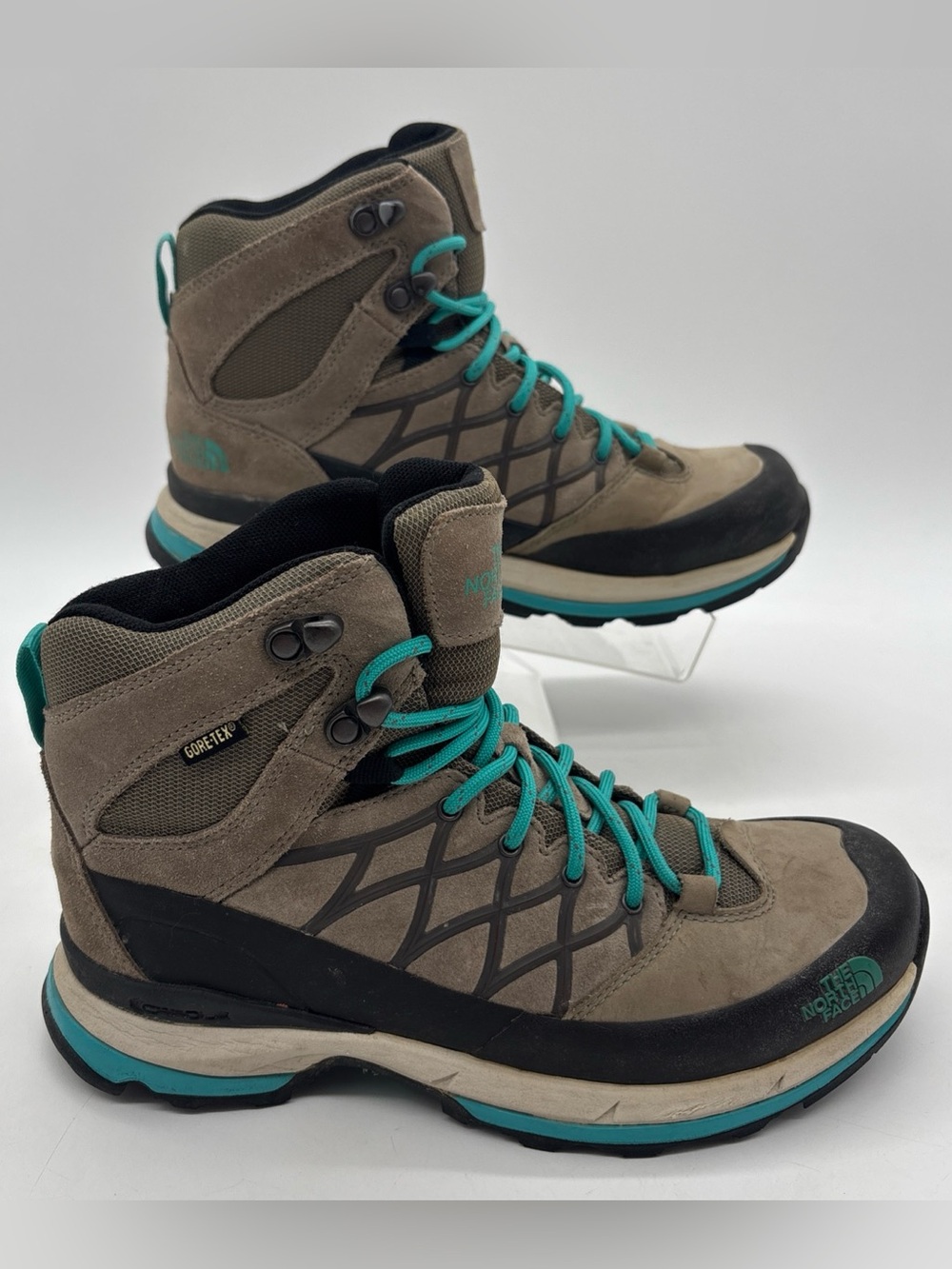 The North Face Women's Hiking Boots Size 7.5 Turquoise Gray Goretex Waterproof